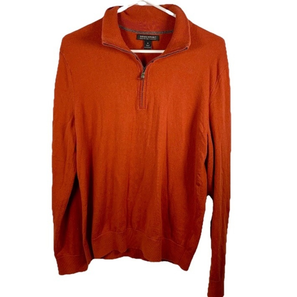 Banana Republic‎ Men M Orange Pima Cotton Cashmere Sweater Fall Thanksgiving